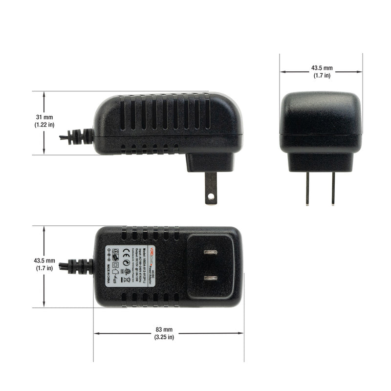 VBDA-012-012P1J Non-Dimmable Constant Voltage Plug-In Adaptor, 12V 12W, lightsandparts