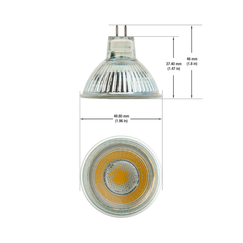 MR16 Bulb Glass type 12V 5W 3000K(Warm White), lightsandparts