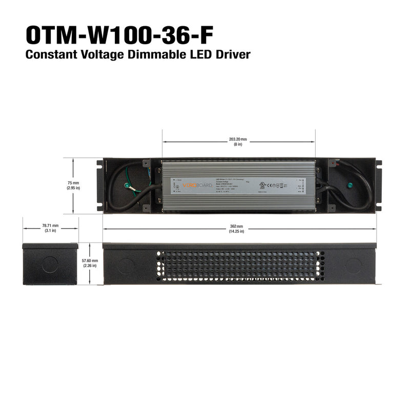 OTM-W100-36F 0-10V Dimming Constant Voltage LED Driver 36V 100W, lightsandparts