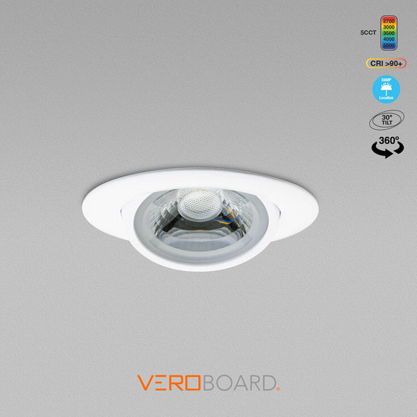 4 inch Round Recessed Gimbal Light Adjustable Canless AD-LED-4-S12W-5CCTWH-EY, 120V 12W 5CCT(2.7K, 3K, 3.5K, 4K, 5K), lights and parts