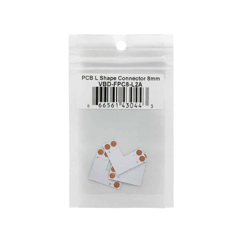 Pack of 3 PCB Type Single Color L Shape Connector (8mm) FPC8-L2A