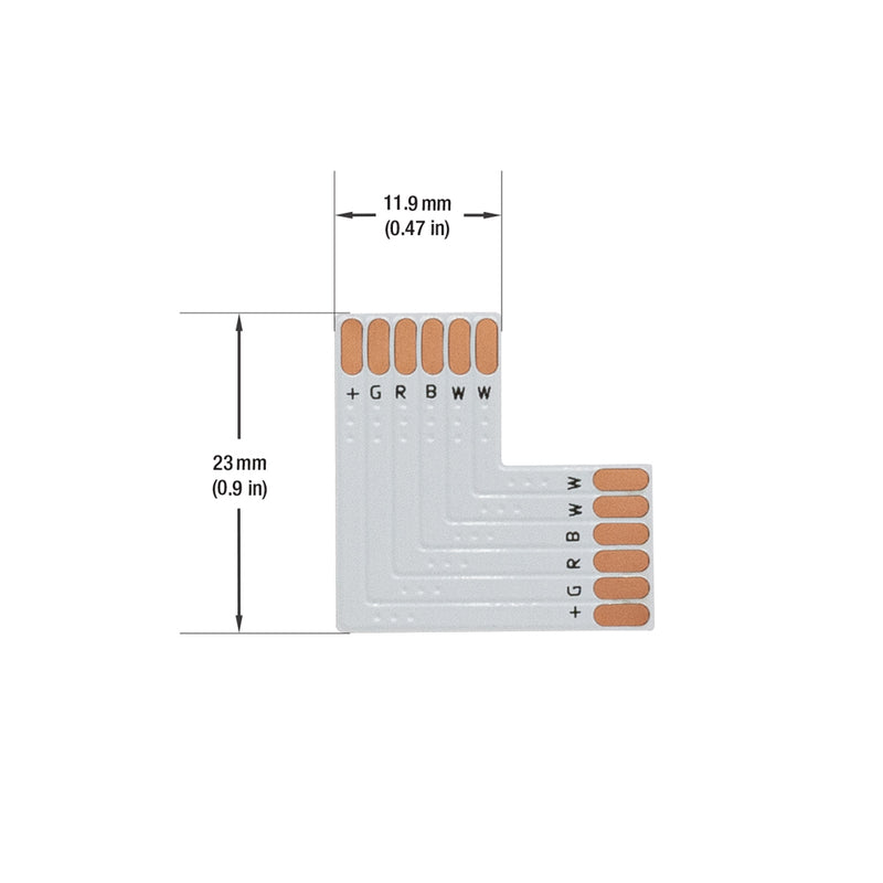 Pack of 3 PCB Type L Shape Expansion Connector For WRGBWW Strip Light (12mm)
