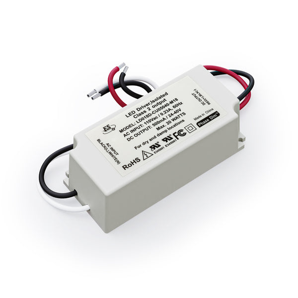 ES LD018D-CU05040-M18 Constant Current LED Driver, 500mA 24-40V 20W max, lightsandparts