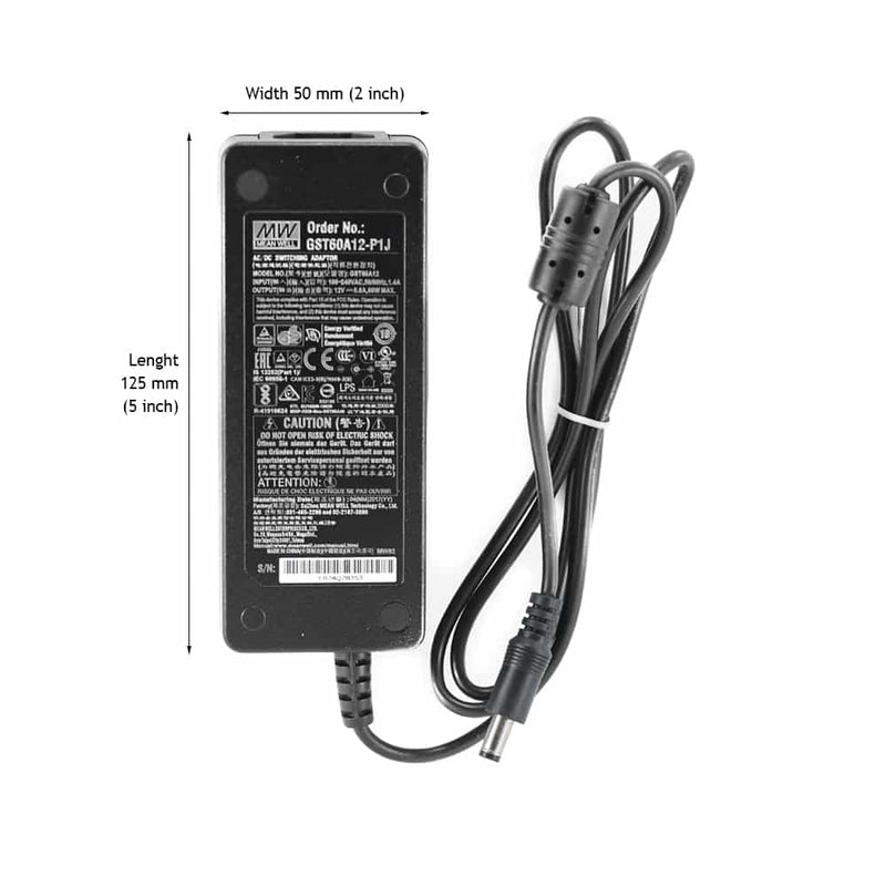 Mean Well GST60A12-P1J Non-Dimmable Constant Voltage LED Driver, 12V 5A 60W - ledlightsandparts
