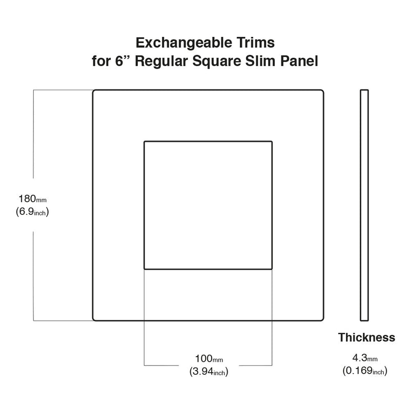 6 inch Brushed Nickel Cover for Square Flat LED Panel light 5CCT