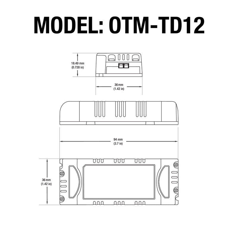 OTTIMA OTM-TD12 Constant Current LED Driver, 1000mA 7-12V 12W - ledlightsandparts