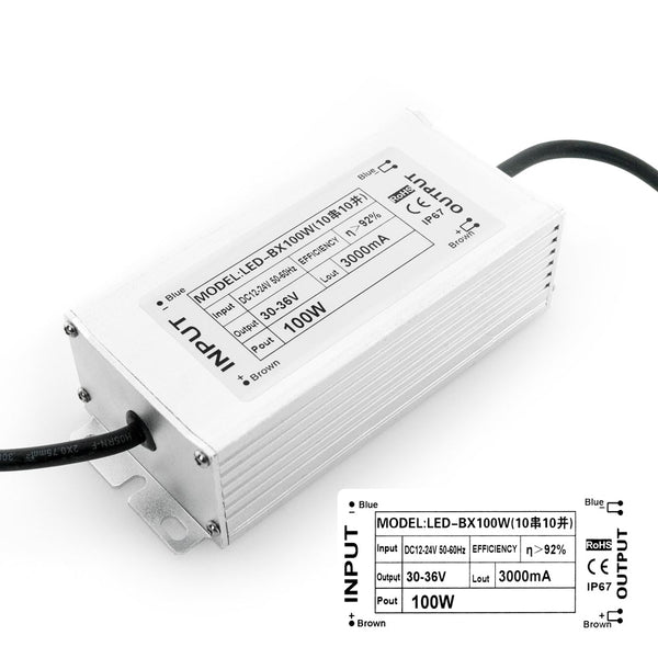 BX100W Constant Current LED Driver, 12-24V 100W 3000mA - ledlightsandparts