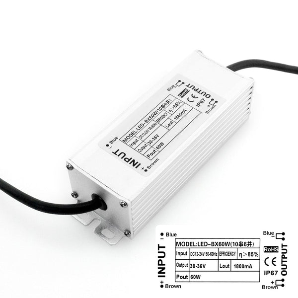 BX60W Constant Current LED Driver 12-24V 60W 1800mA - ledlightsandparts