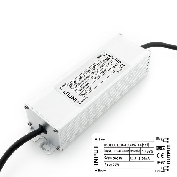 BX70W Constant Current LED Driver 12-24V 70W 2100mA - ledlightsandparts