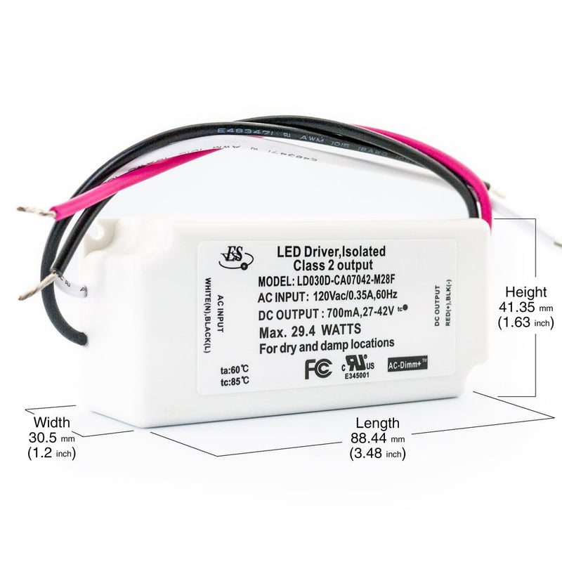 ES LD030D-CA07042-M28F Constant Current LED Driver, 700mA 27-42V 30W max - ledlightsandparts