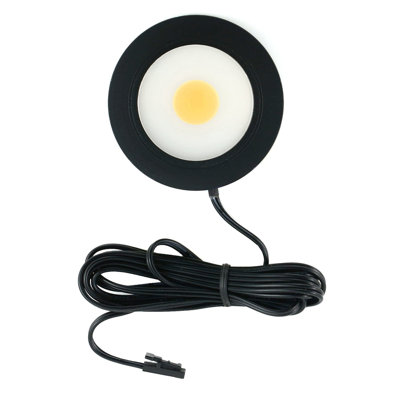 Round LED Retrofit Cabinet Puck Light, 12V 3.5W 3000K(Warm White) Black - ledlightsandparts