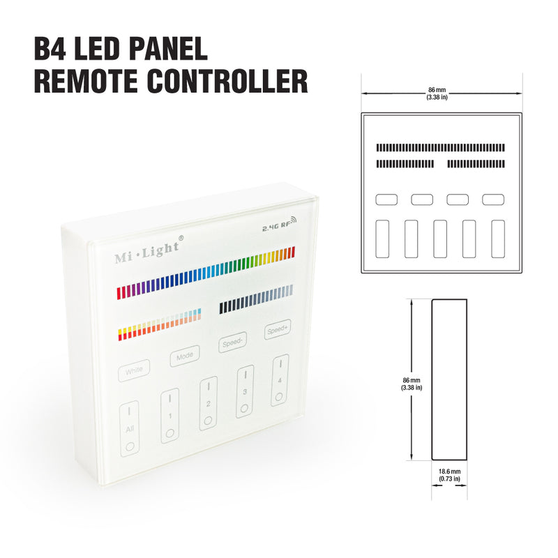 Mi-Light B4 4-Zone RGB+CCT Smart Touch Panel Remote Controller, works with FUT039 - ledlightsandparts
