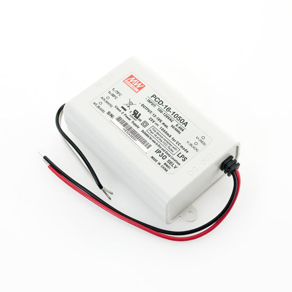 Mean Well PCD-16-1050A Constant Current LED Driver 12-16V 1050mA 16W - ledlightsandparts