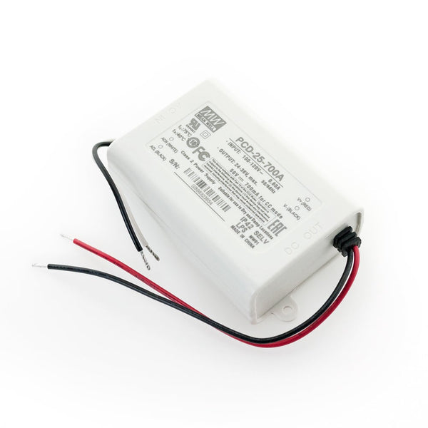 Mean Well PCD-25-700A Constant Current LED Driver, 700mA 24-36V 25W - ledlightsandparts