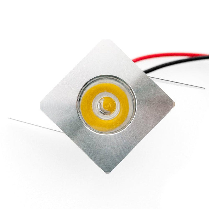 Square Single Led 1 inch Small Square-Flat LED Recessed Light, 12V 1W 3000K(Warm White)