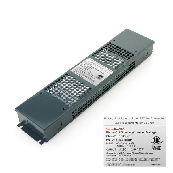 VBD-024-060DM  Dimmable Constant Voltage LED Driver, 24V 2.5A 60W - ledlightsandparts