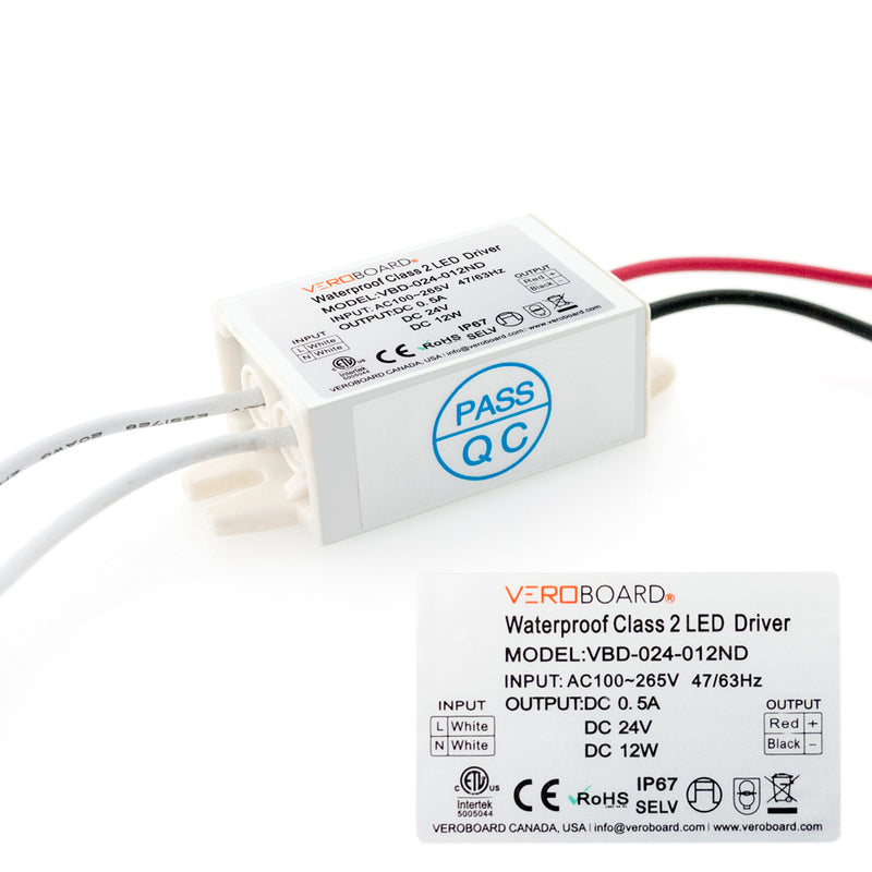 VBD-024-012ND Constant Voltage LED Driver, 24V 0.5A 12W - ledlightsandparts