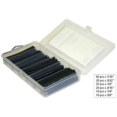 Heat Shrink Tubing Kit with 2:1 Shrink Ratio Black 160 pcs - ledlightsandparts